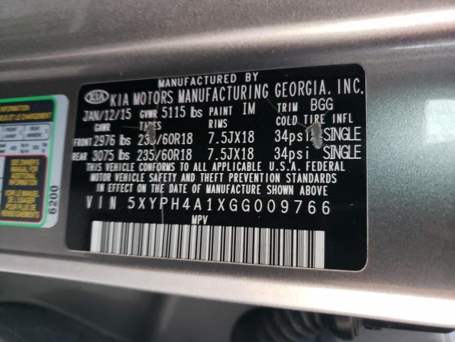 5XYPH4A1XGG009766 - 2016 KIA SORENTO EX 灰色 照片 13