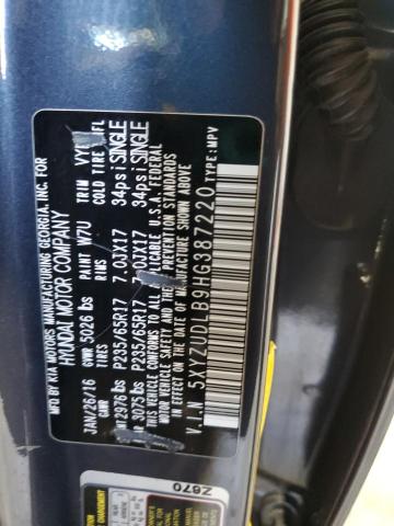 5XYZUDLB9HG387220 - 2017 HYUNDAI SANTA FE S BLUE photo 14