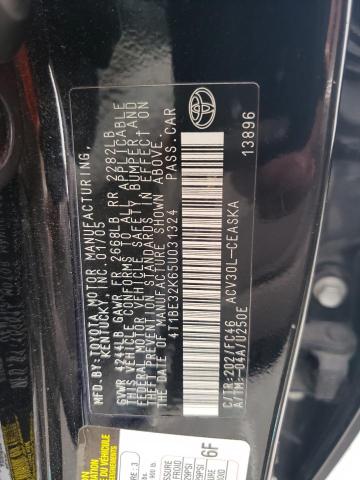 4T1BE32K65U031324 - 2005 TOYOTA CAMRY LE BLACK photo 12