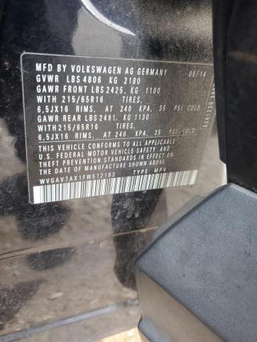 WVGAV7AX1FW512183 - 2015 VOLKSWAGEN TIGUAN S BLACK photo 13