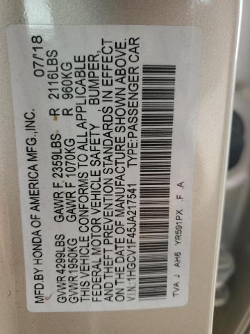 1HGCV1F45JA217541 - 2018 HONDA ACCORD EX ოქროსფერი ფოტო 12