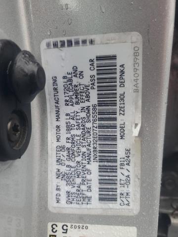 1NXBR32E07Z765586 - 2007 TOYOTA COROLLA CE ვერცხლისფერი ფოტო 13