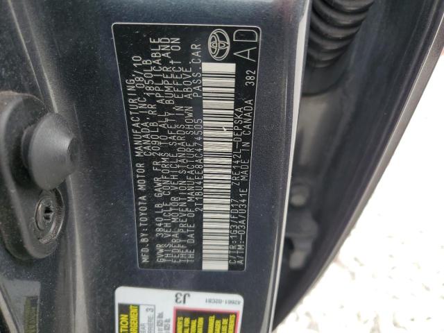 2T1BU4EE8AC474505 - 2010 TOYOTA COROLLA BASE Серый фото 12