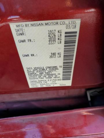 1N4AL3AP4JC227030 - 2018 NISSAN ALTIMA 2.5 წითელი ფოტო 12