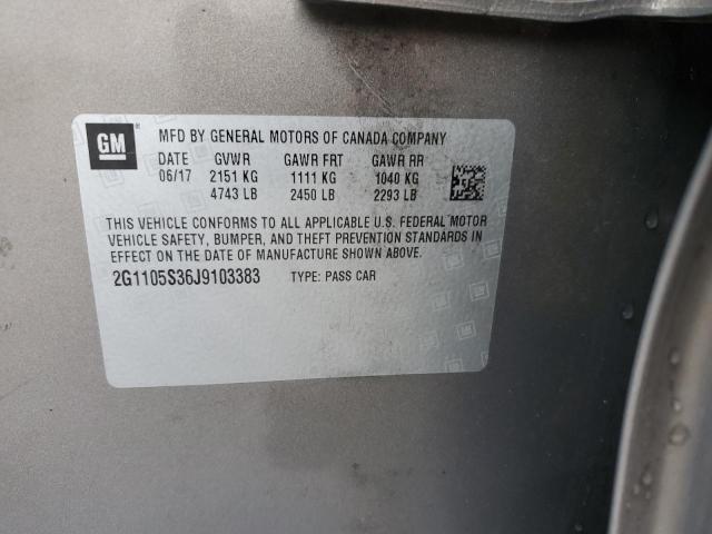 2G1105S36J9103383 - 2018 CHEVROLET IMPALA LT 棕色 照片 12