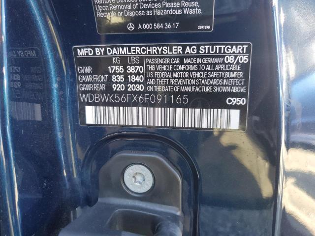 WDBWK56FX6F091165 - 2006 MERCEDES-BENZ SLK 350 BLUE photo 12