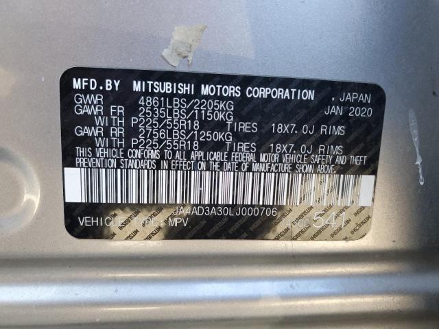 JA4AD3A30LJ000706 - 2020 MITSUBISHI OUTLANDER SE SILVER photo 12