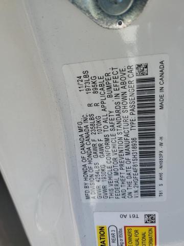 2HGFE4F81SH318936 - 2025 HONDA CIVIC SPORT Белый фото 12