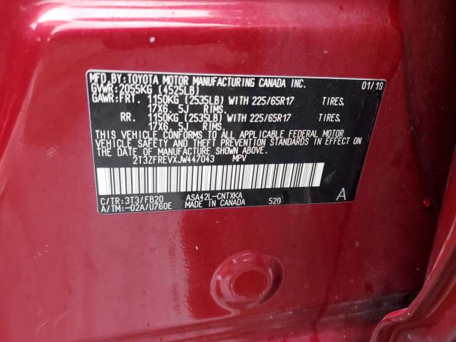 2T3ZFREVXJW447043 - 2018 TOYOTA RAV4 LE Czerwony zdjęcie 13