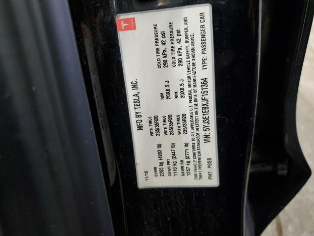 5YJ3E1EBXJF151364 - 2018 TESLA MODEL 3 Noir photo 13