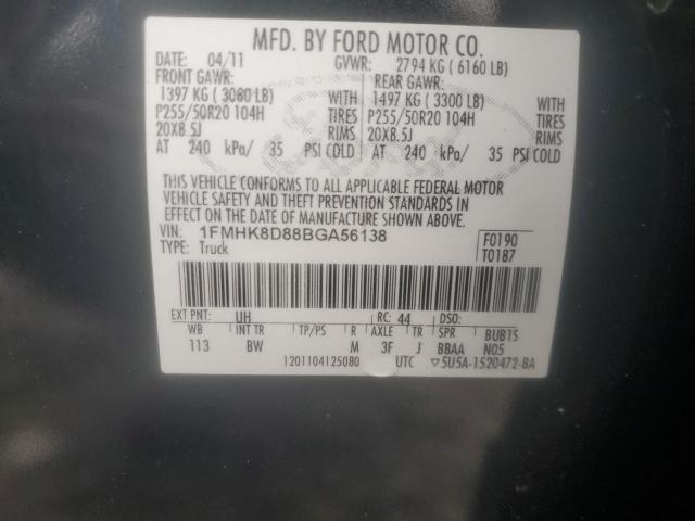 1FMHK8D88BGA56138 - 2011 FORD EXPLORER XLT BLACK photo 13