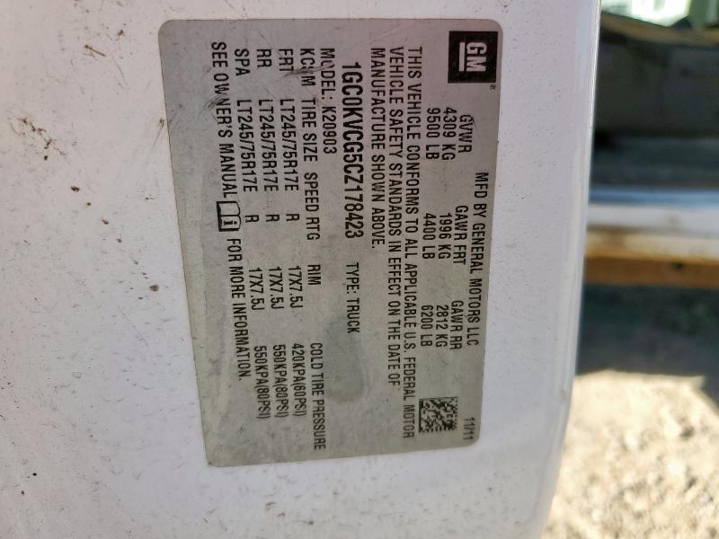 1GC0KVCG5CZ178423 - 2012 CHEVROLET SILVERADO K2500 HEAVY DUTY WHITE photo 13