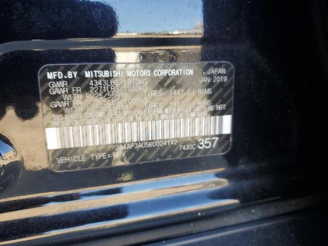 JA4AP3AU5KU024142 - 2019 MITSUBISHI OUTLANDER ES Schwarz Foto 12