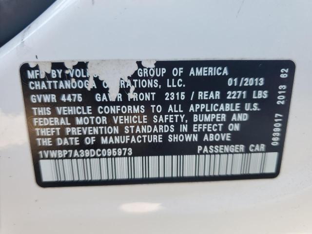 1VWBP7A39DC095973 - 2013 VOLKSWAGEN PASSAT SE WHITE photo 12