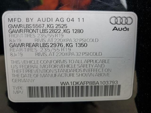 WA1DKAFP8BA103793 - 2011 AUDI Q5 PREMIUM PLUS BLACK photo 12