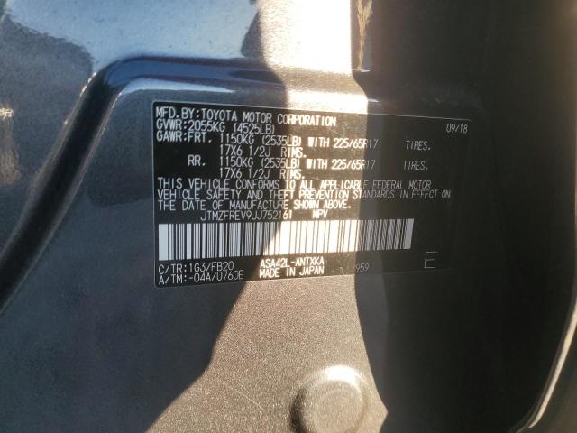 JTMZFREV9JJ752161 - 2018 TOYOTA RAV4 LE CHARCOAL photo 13