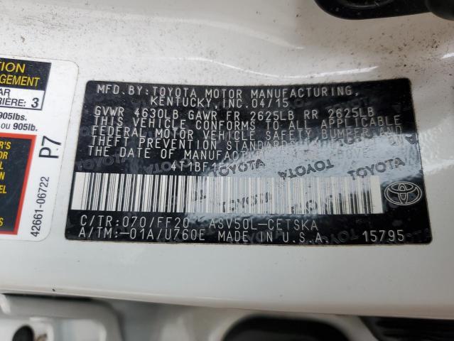 4T1BF1FKXFU057227 - 2015 TOYOTA CAMRY LE თეთრი ფოტო 12