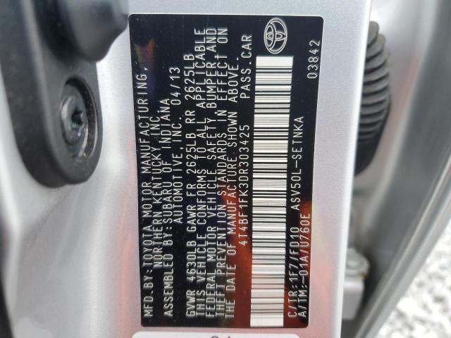 4T4BF1FK3DR303425 - 2013 TOYOTA CAMRY L SILVER photo 13