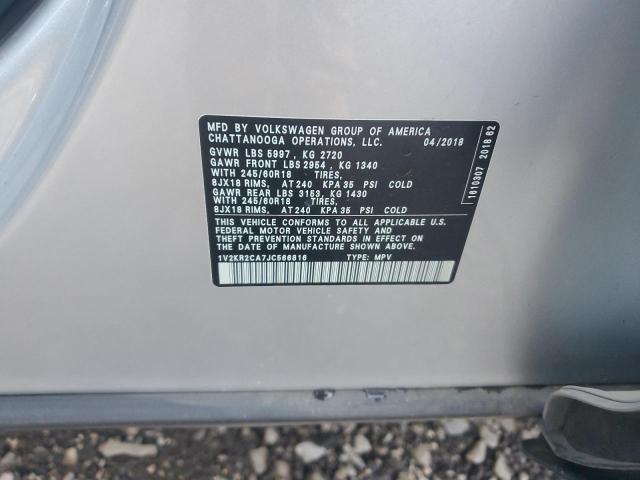 1V2KR2CA7JC566816 - 2018 VOLKSWAGEN ATLAS SE Серебристый фото 13