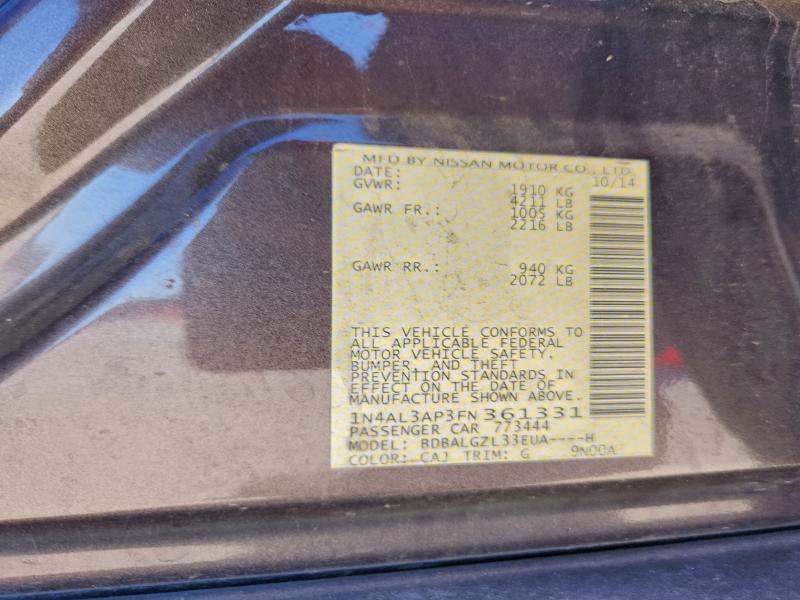 1N4AL3AP3FN361331 - 2015 NISSAN ALTIMA 2.5 BROWN photo 12