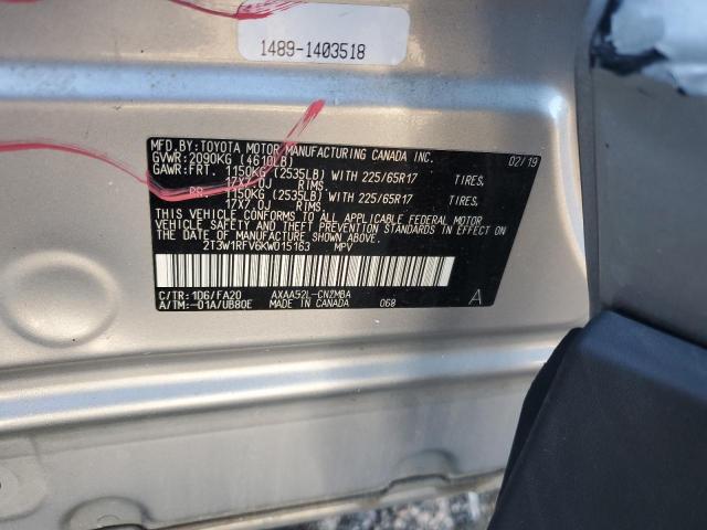 2T3W1RFV6KW015163 - 2019 TOYOTA RAV4 XLE 银色 照片 13