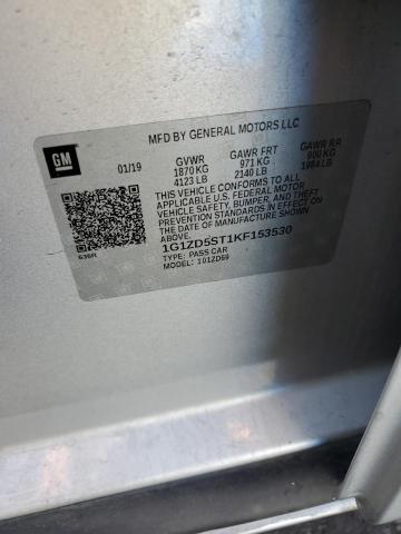 1G1ZD5ST1KF153530 - 2019 CHEVROLET MALIBU LT SILVER photo 12