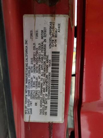 5TEGN92N53Z228366 - 2003 TOYOTA TACOMA DOUBLE CAB PRERUNNER MAROON photo 12