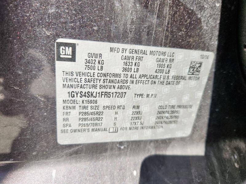 1GYS4SKJ1FR517207 - 2015 CADILLAC ESCALADE ESV LUXURY GRAY photo 13