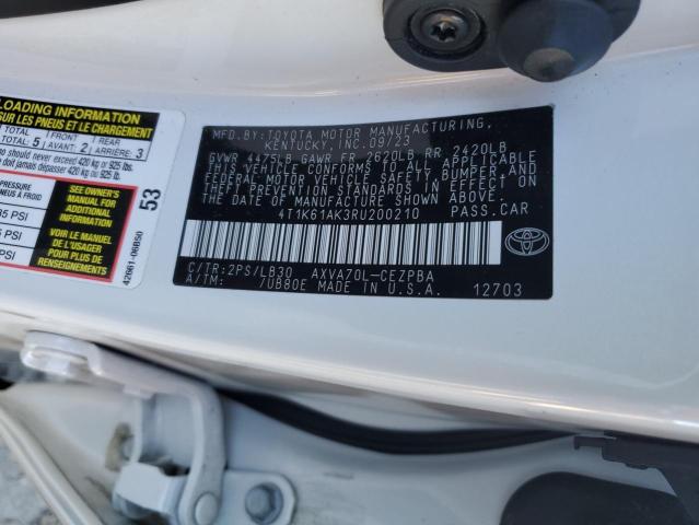 4T1K61AK3RU200210 - 2024 TOYOTA CAMRY XSE 白色 照片 13