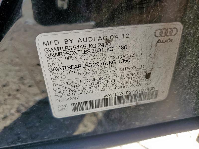 WA1LFAFP2CA107680 - 2012 AUDI Q5 PREMIUM PLUS BLACK photo 13