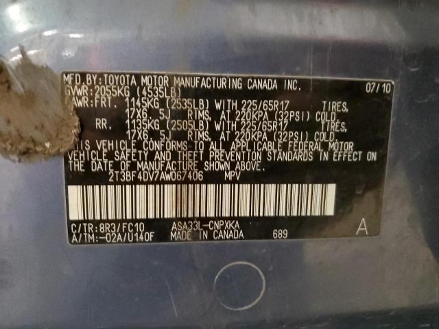 2T3BF4DV7AW067406 - 2010 TOYOTA RAV4 Көк фото 13