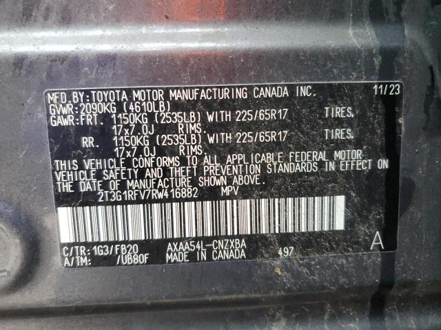 2T3G1RFV7RW416882 - 2024 TOYOTA RAV4 LE GRAY photo 13