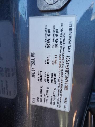 5YJ3E1EA6KF417231 - 2019 TESLA MODEL 3 Մոխրագույն լուսանկար 12