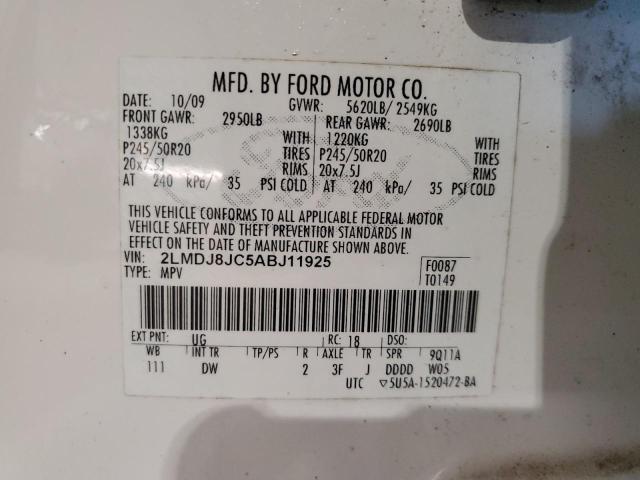 2LMDJ8JC5ABJ11925 - 2010 LINCOLN MKX Ağ foto 14