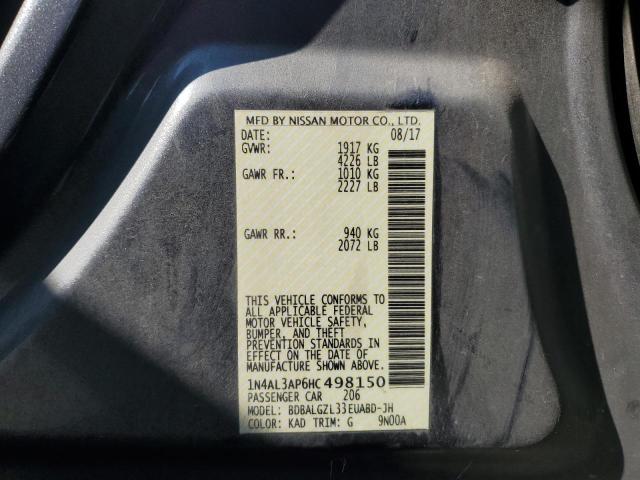 1N4AL3AP6HC498150 - 2017 NISSAN ALTIMA 2.5 GRAY photo 12