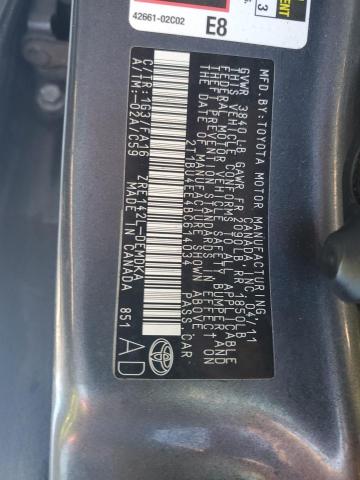 2T1BU4EE4BC614034 - 2011 TOYOTA COROLLA BASE GRAY photo 12