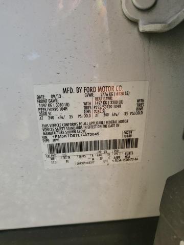 1FM5K7D87EGA73045 - 2014 FORD EXPLORER XLT WHITE photo 13