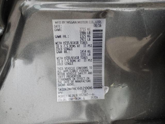 5N1DR2MN9HC602006 - 2017 NISSAN PATHFINDER S 灰色 照片 13