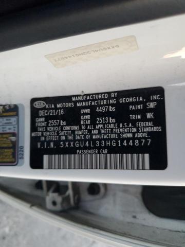 5XXGU4L33HG144877 - 2017 KIA OPTIMA EX WHITE photo 12