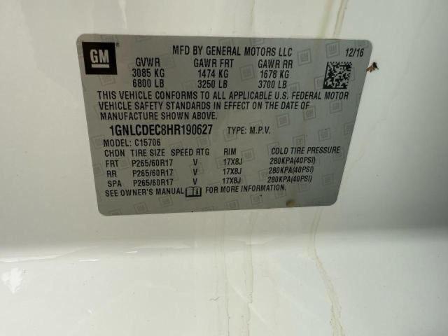 1GNLCDEC8HR190627 - 2017 CHEVROLET TAHOE POLICE 白色 照片 10
