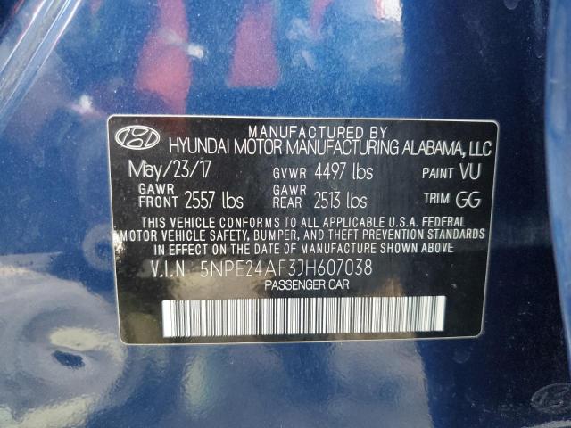 5NPE24AF3JH607038 - 2018 HYUNDAI SONATA SE ლურჯი ფოტო 12