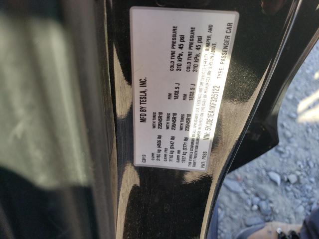 5YJ3E1EA1KF325122 - 2019 TESLA MODEL 3 BLACK photo 12