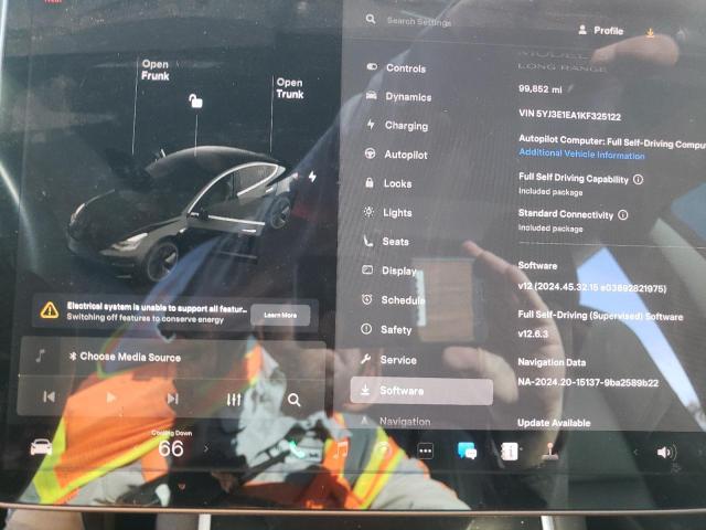 5YJ3E1EA1KF325122 - 2019 TESLA MODEL 3 BLACK photo 9