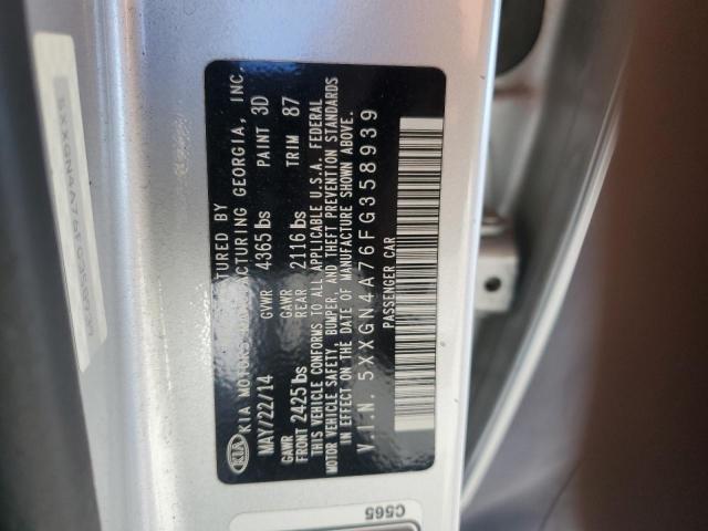 5XXGN4A76FG358939 - 2015 KIA OPTIMA EX SILVER photo 12