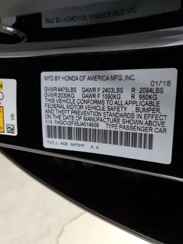 1HGCV2F55JA014938 - 2018 HONDA ACCORD EXL Schwarz Foto 13