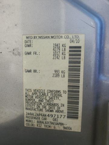 1N4AL2AP4AN497177 - 2010 NISSAN ALTIMA BASE SILVER photo 12