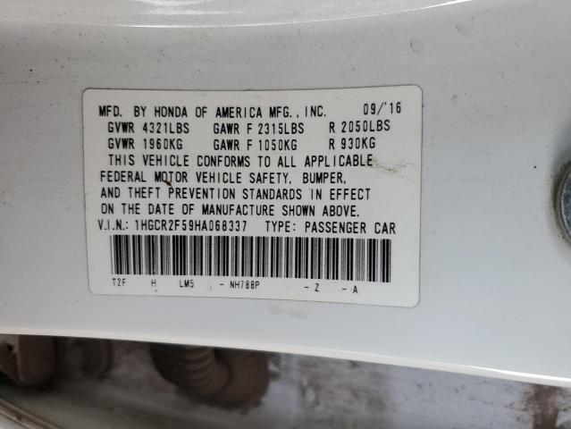 1HGCR2F59HA068337 - 2017 HONDA ACCORD SPORT Blanc photo 12