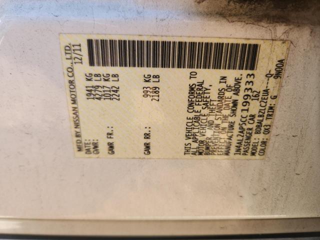 1N4AL2AP5CC199333 - 2012 NISSAN ALTIMA BASE WHITE photo 13