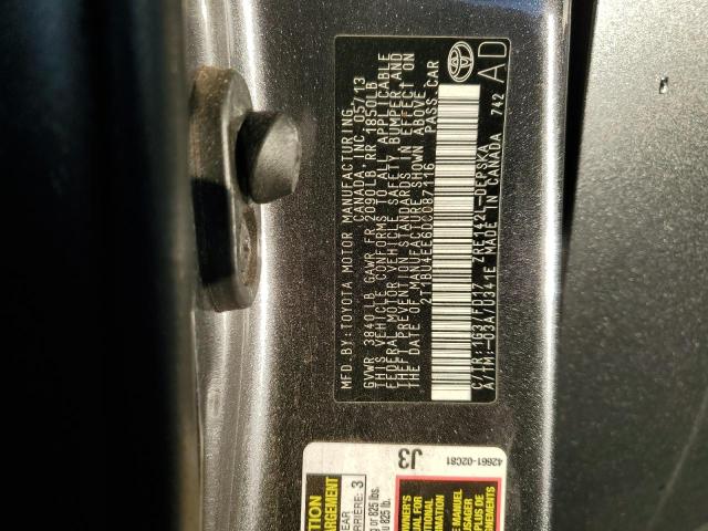 2T1BU4EE6DC087116 - 2013 TOYOTA COROLLA BASE ნაცრისფერი ფოტო 12