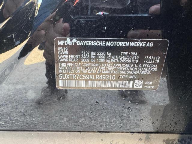 5UXTR7C59KLR49310 - 2019 BMW X3 SDRIVE30I BLACK photo 10